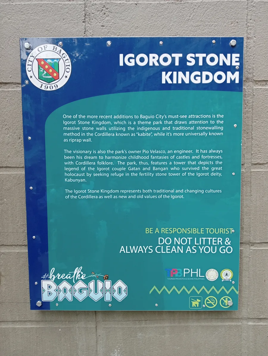 Opisyal na information marker ng Igorot Stone Kingdom